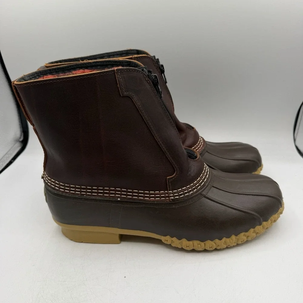 LL Bean Duck Boots Mens Sz 11 M Brown Insulated Fleece Lined Winter Front Zip‎